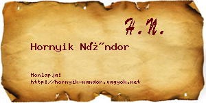 Hornyik Nándor névjegykártya